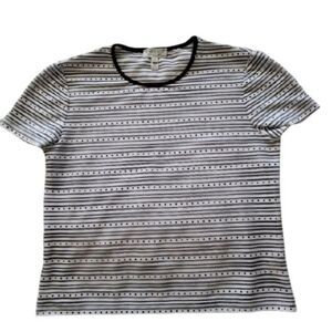 St John By Marie Gray Crew Neck Short Sleeve Shimmering Top Size Medium